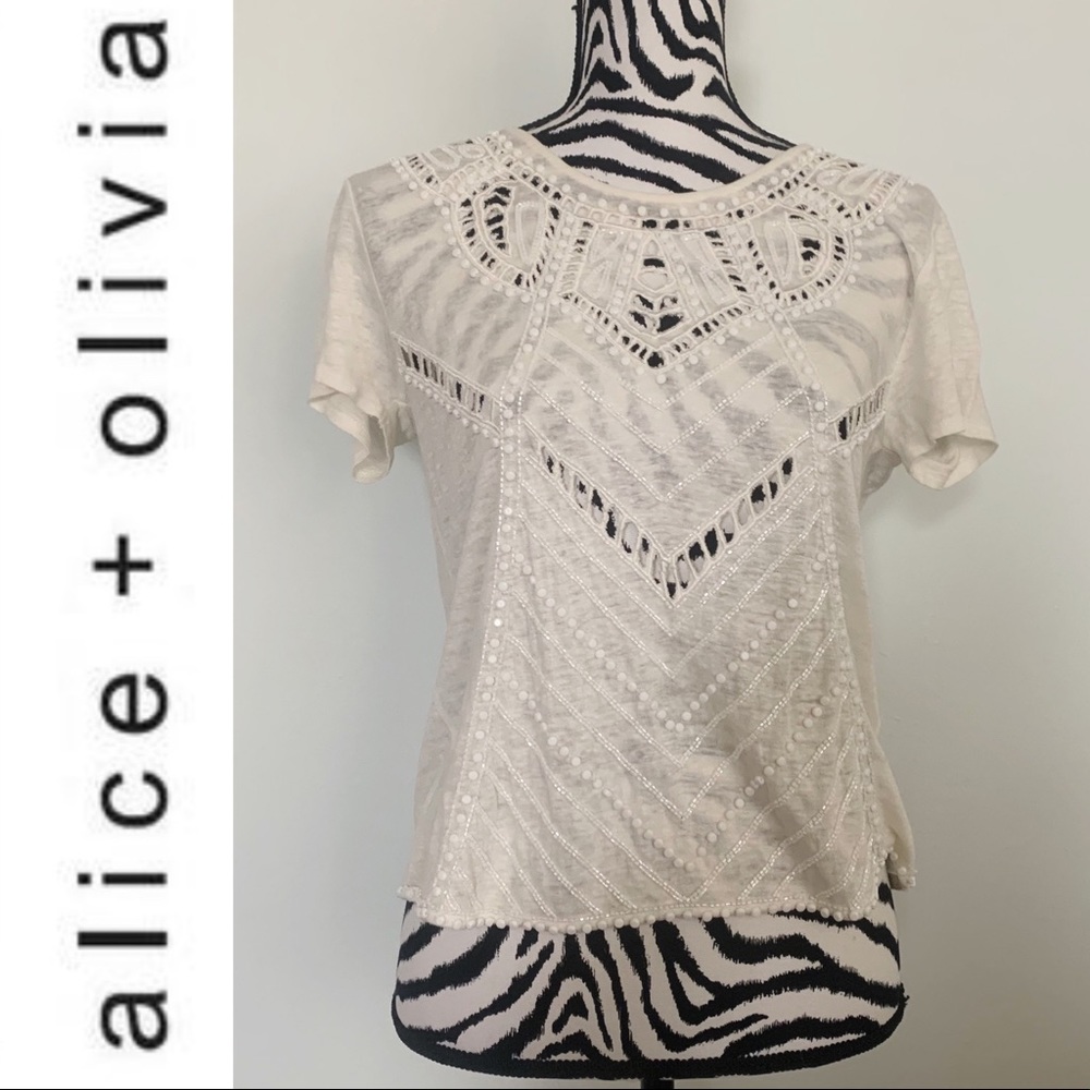 Alice + Olivia Cadby Beaded Eyelet Top